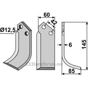Rotorfreskniv - 145x60x6mm - Høyre - Comeb, M.E.A.A.T.