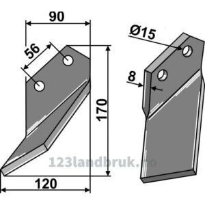 Rotorfreskniv - 170x90x8mm - Venstre - Comeb