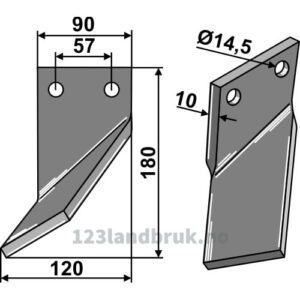 Rotorfreskniv - 180x90x10mm - Venstre - Comeb