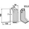 Rotorfreskniv - 180x80x7mm - Venstre - Agritalia, Carraro S.p.A.