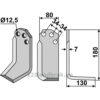 Rotorfreskniv - 180x80x7mm - Høyre - Agritalia, Carraro S.p.A.