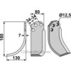 Rotorfreskniv - 180x80x7mm - Venstre - Agritalia, Carraro S.p.A.