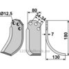 Rotorfreskniv - 180x80x7mm - Høyre - Agritalia, Carraro S.p.A.