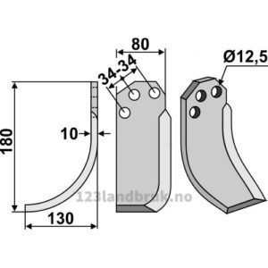 Rotorfreskniv - 180x80x10mm - Venstre - Carraro S.p.A.