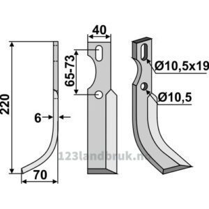 Rotorfreskniv - 220x40x6mm - Venstre - Diesse