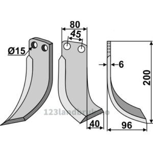 Rotorfreskniv - 200x80x6mm - Høyre - Eberhardt