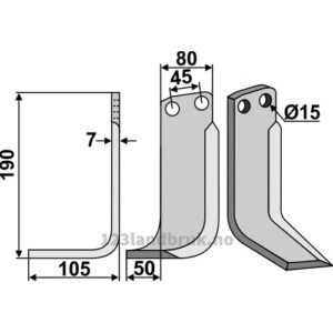 Rotorfreskniv - 190x80x7mm - Venstre - Eberhardt