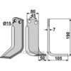 Rotorfreskniv - 190x80x7mm - Høyre - Eberhardt