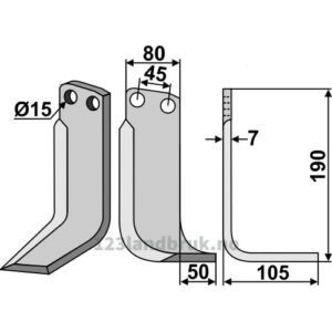 Rotorfreskniv - 190x80x7mm - Høyre - Eberhardt