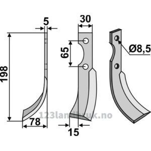 Rotorfreskniv - 198x30x5mm - Venstre - Eurosystem