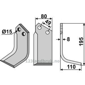 Rotorfreskniv - 195x80x8mm - Høyre - Ferrari