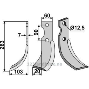 Rotorfreskniv - 263x60x7mm - Venstre - Ferrari
