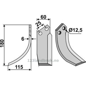 Rotorfreskniv - 180x60x6mm - Venstre - Ferrari