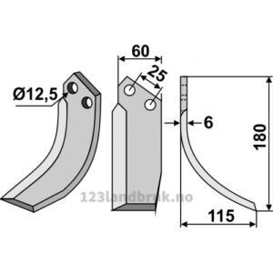 Rotorfreskniv - 180x60x6mm - Høyre - Ferrari