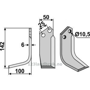 Rotorfreskniv - 142x50x6mm - Venstre - Ferrari