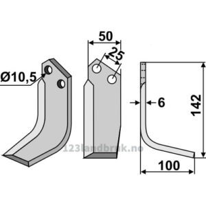 Rotorfreskniv - 142x50x6mm - Høyre - Ferrari