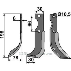 Rotorfreskniv - 198x30x6mm - Venstre - Ferrari