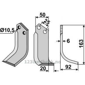 Rotorfreskniv - 163x50x6mm - Høyre - Bertolini, Ferrari