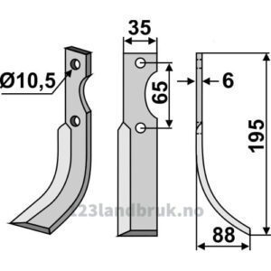 Rotorfreskniv - 195x35x6mm - Høyre - Ferrari