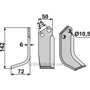 Rotorfreskniv - 142x50x6mm - Venstre - Ferrari