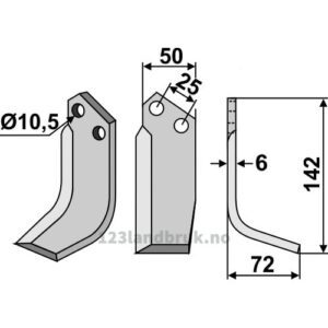 Rotorfreskniv - 142x50x6mm - Høyre - Ferrari