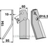 Rotorfreskniv - 194x60x10mm - Venstre - Falconero
