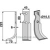 Rotorfreskniv - 225x45x6mm - Venstre - Celli, FM-Matras
