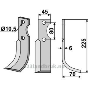 Rotorfreskniv - 255x45x6mm - Høyre - Celli, FM-Matras