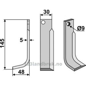 Rotorfreskniv 145x30x5 - 145x30x5mm - Venstre - FM-Matras