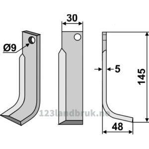 Rotorfreskniv - 145x30x5mm - Høyre - FM-Matras