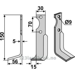 Rotorfreskniv - 150x30x5mm - Venstre - Fort