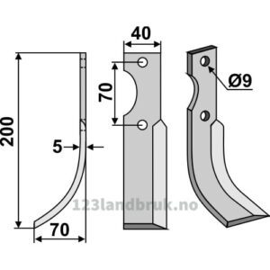Rotorfreskniv - 200x40x5mm - Venstre - Adriatica, Fort