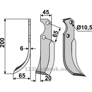 Rotorfreskniv - 200x45x6mm - Venstre - Fort