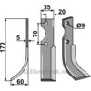 Rotorfreskniv - 170x35x5mm - Venstre - Fort
