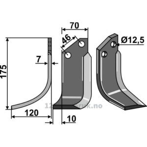 Rotorfreskniv - 175x70x7mm - Venstre - Forigo-Roteritalia