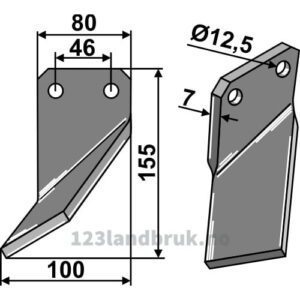 Rotorfreskniv - 155x80x7mm - Venstre - Forigo-Roteritalia