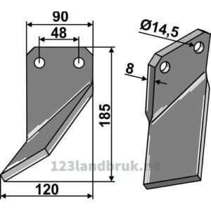 Rotorfreskniv - 185x90x8mm - Venstre - Forigo-Roteritalia