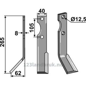Rotorfreskniv - 265x40x8mm - Venstre - Forigo-Roteritalia