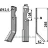 Rotorfreskniv - 265x40x8mm - Høyre - Forigo-Roteritalia
