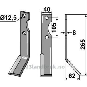 Rotorfreskniv - 265x40x8mm - Høyre - Forigo-Roteritalia