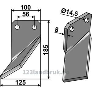 Rotorfreskniv - 185x100x8mm - Venstre - Forigo-Roteritalia