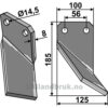 Rotorfreskniv - 185x100x8mm - Høyre - Forigo-Roteritalia