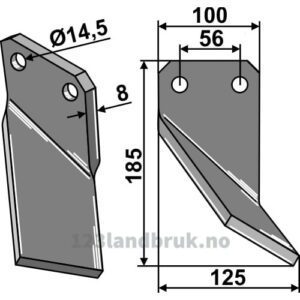 Rotorfreskniv - 185x100x8mm - Høyre - Forigo-Roteritalia
