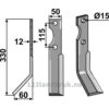 Rotorfreskniv - 330x50x12mm - Venstre - Forigo-Roteritalia