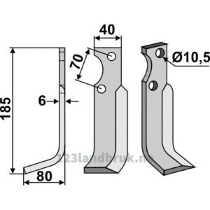 Rotorfreskniv - 185x40x6mm - Venstre - Goldoni