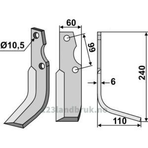 Rotorfreskniv - 240x60x6mm - Høyre - Goldoni