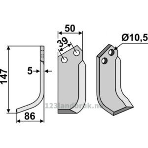 Rotorfreskniv - 147x50x5mm - Venstre - Goldoni