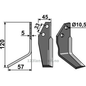 Rotorfreskniv - 120x45x5mm - Venstre - Goldoni