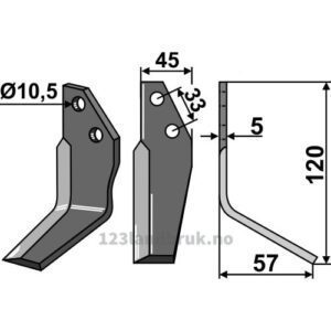 Rotorfreskniv - 120x45x5mm - Høyre - Goldoni
