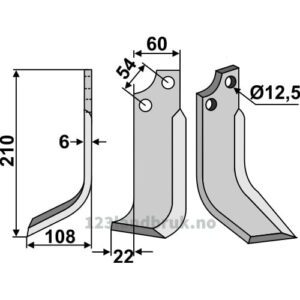 Rotorfreskniv - 210x60x6mm - Venstre - Goldoni